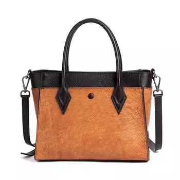 Сумочка с верхним слоем кожи, контрастная сумка в стиле ретро, простая большая сумка, женская сумка 30*12*20 коричневый
