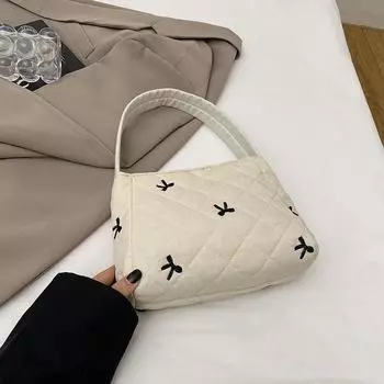 Сумочка с вышитым бантом, большая вместимость, набор косметичек, сумка для хранения, сумка для туалетной бумаги с алмазной вышивкой белый