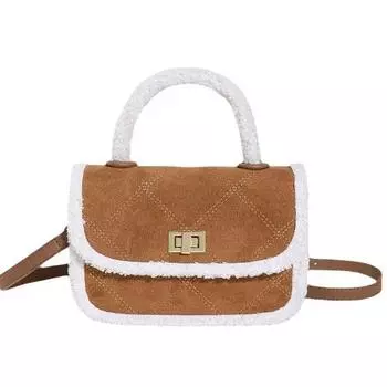 Сумочка с вышитыми нитками в виде ромба и необработанными краями, простой европейский и американский стиль, зимние женские сумки через плечо, трендовый повседневный стиль. хаки