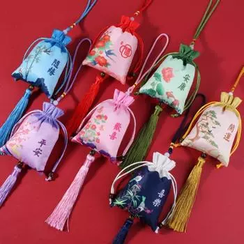 Сумочка-саше в этническом китайском стиле с изображением рыбного холста, украшение для спальни зелёный