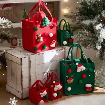 Сумочка в канун Рождества: Фетровый мультяшный подарок и сумка для конфет для детей с возможностью индивидуального логотипа 1 small size bare bag