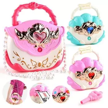 Сумочка в виде ракушки, игрушка-копилка с музыкальным светом, монета, коробка для экономии денег, сумка-тоут с цепочкой из искусственного жемчуга, сумка через плечо для девочек, подарок на день рождения розовый