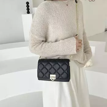 Сумочка в западном стиле, новый женский маленький ароматный ветер, сумка-цепочка с ромбовидной сеткой, модная и универсальная, на одно плечо