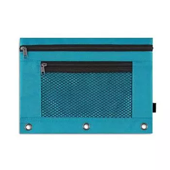 Сумочки-карандаши на молнии с 3 кольцами Холщовый пенал с люверсами синий