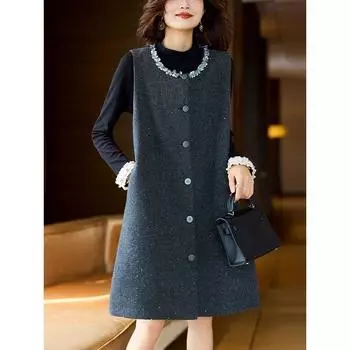 Sumu Sequin Classic Style Dress Female Early Autumn European Station Large-Sized Skirt 2025 New Arrival Graceful Shift Dress