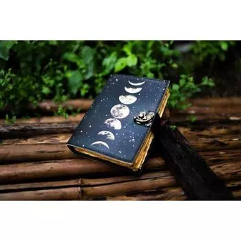 Sun and Moon Handmade Deckle Paper Journal for Men and Womene Spell notebook for traveling sketchbook poetry book 7 x 5 in