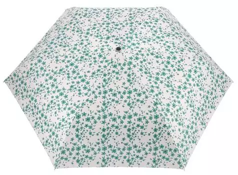 Sun and Rain Folding Ultra UV Light Heat Water Easy Open Simple Umbrella, Lightweight, Protection, Blocking, Shielding, Repellent, (Flower) (Green