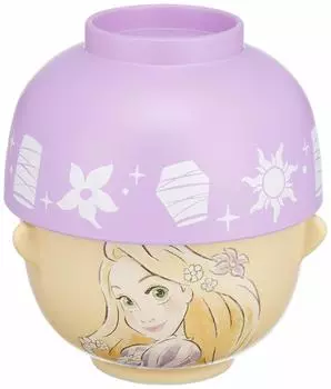 Sun Art Disney Soup Bowl and Rice Bowl Crayon Made in Japan Tangled Set, Mini, 200ml, Touch, SAN3289-8,