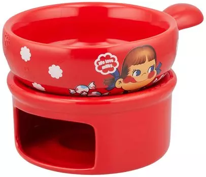 Sun Art Fujiya Peko Fondue Red Peko-chan Set, Approx. 370ml, SAN3799,