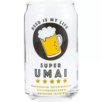 Sun Art SAN3882-3 Super UMAI Funny Tableware, Can Shape, Glass, Approx. 12.2 fl oz (360 ml), Beer, Made in Japan