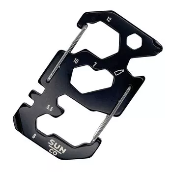 Sun Company Tool Box Carabiner Dual Carabiner с 11 открывалками для бутылок, удобный гаджет для охоты или EDC, черный - многофункциональные инструменты, отвертка, гаечный ключ, чёрный