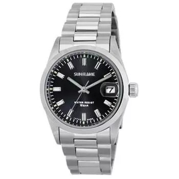 Sun Flame Мужская MJZ003-BK (Модные часы SUNFLAME) Круглые часы из серебристой нержавеющей стали, аналоговые