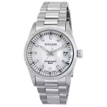 Sun Flame Мужская MJZ003-WH (Модные часы SUNFLAME) Круглые часы из серебристой нержавеющей стали, аналоговые