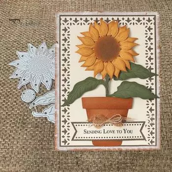 Подсолнух Металлические Штампы Для Вырезания Сделай Сам Скрапбукинг Тиснение Бумага Карты Альбом Трафарет серебряный