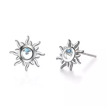Sun Flowers Blue Zirconia Small Fresh Персонализированные аксессуары Серьги Серьги Темперамент Простые вечерние повседневные аксессуары Подарок на День святого Валентина золотой