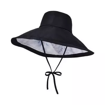 Sun Hat with Wide Brim Children s Spring and Summer Outdoor National Style Reversible Sun Protection Sun Hat Ponytail Bucket Hat 8814-Black