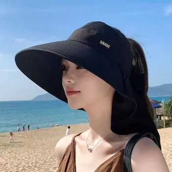 Sun Hat with Wide Brim Women s Summer Shawl Cycling Outdoor Sun Hat Neck Protection Bucket Hat Easiest for Match Fashion Topless Hat 8831-black shawl sunscreen]