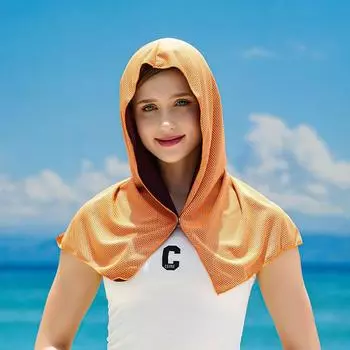 Sun Hat Women s New Arrival Summer Multi-Functional Cold Sunscreen Shawl Quick-Drying Hoodie Towel Headscarf Orange color One size
