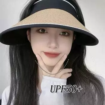 Шляпа от солнца женская летняя складная пустая шляпа-цилиндр с защитой от ультрафиолета солнцезащитная шляпа с большим ободом для велоспорта виниловая шляпа 12*4cm чёрный