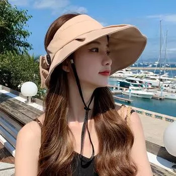 Sun hat women s summer spring and autumn versatile fashion trendy lotus leaf edge empty top big eaves sunshade sun hat One Size жёлтый