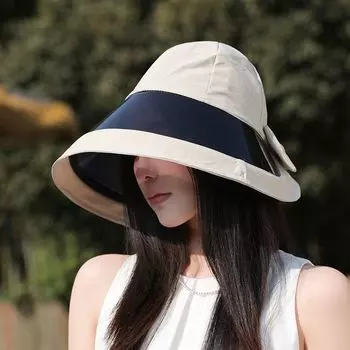 Sun-Proof Bucket Hat Summer Sun Hat Women s Fashion All-Match Lens Big Brim Sun Hat Outdoor Cycling New Arrival 8801-beige [lens cap]]