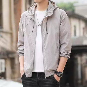 Sun Protection Clothing Men S Ultra -Thin Breathable Ice Silk Summer Men S Sun Protection Clothing Men S Skin Windbreaker Cardigan Jacket XXXL серый