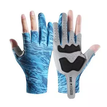 Sun Protection Fishing Gloves Sun Protection Men and Women Outdoor Sports Gloves Exposed Three Finger Ice Silk Fitness Cycling Fishing Gloves· M