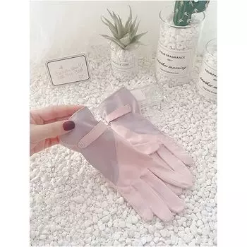 Sun Protection Gloves Female UV Protection Driver Ice Silk Touch Screen Outdoor Non Slip Bicycle Summer Thin Driving and Biking Ice silk gloves-pink
