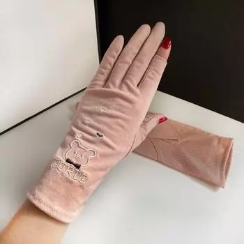 Sun Protection Gloves for Women Summer Thin Cotton Breathable Half Finger Spring & Fall Exposed Two Finger Cycling and Driving Non Slip UV Protection Exposed two-finger pink One size