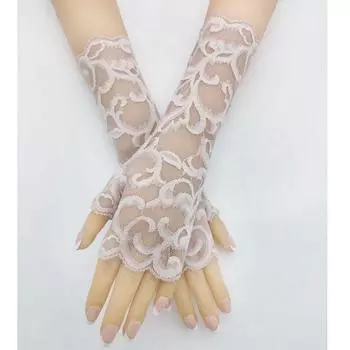 Sun Protection Gloves Women s Elastic Lace Half Finger Open Finger Fingerless Thin Driving Touch Screen Sailor Dance Bridal Gloves Soft complexion All yards