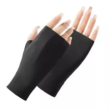 Sun Protection Gloves Women s Summer UV Protection Driving and Biking Cycling Spring Leakage Five Finger Half Finger Nail Beauty Ice Silk Thin Finger black [148]] One size