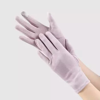 Sun Protection Gloves Women s UV Protection Summer Thin Pure Cotton Driving and Biking Breathable Gloves Touch Screen Exposed Two Fingers Purple Finger One size