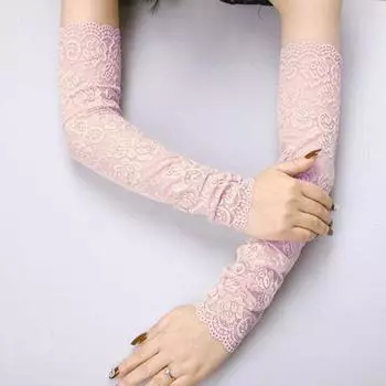 Sun Protection Gloves Women Spring and Summer Thin Long Lace Sleeves Protective Arm Driving Arm Guard Arm Cover Fake Sleeve Half Finger Purple All yards