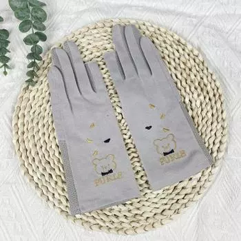 Sun Protection Gloves Women Summer Thin Cotton Cloth Breathable UV Protection Riding Anti-Slip Sun Shade Tea Picking Dew Two Fingers Cotton Dew two-finger Gray All yards