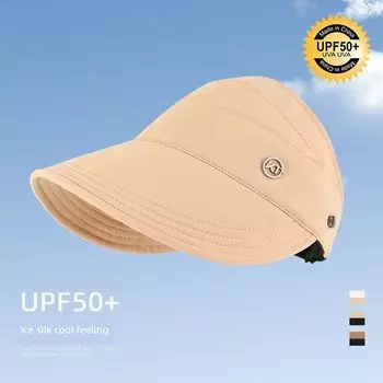 Sun Protection Hat Women s Summer Air Top All-Matching Fisherman Hat Big Head Circumference Air Top Rose Same Style Hat Foldable Sun Hat C2349 Ice Silk round KT Sun Hat Khaki M(56-58cm)