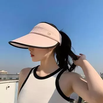 Sun Protection Hat Women s Summer Sun Shade UV Protection Show Broad-Brimmed Hat Top Empty Face Small Outdoor Full Shading Sun Hat XMZ060 pink One size