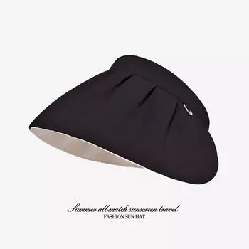 Sun Protection Hat Women s UV Protection Travel Beach Headband Sun Hat Cycling Easiest for Match K-style Sun Shell Topless Hat C1063 Metal Ring Buckle Shell Cap Black M(56-58cm)