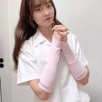 Sun Protection Ice Silk Arm Sleeves Letter Summer Arm Cover Trendy Sunscreen Arm Warmers For Women синий