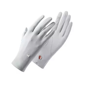 Sun Protection Ice Silk Gloves Women s UV Protection Driving Thin Breathable Cycling Electric Car Cycling Summer New Arrival 135 fingertip flip gray] One size