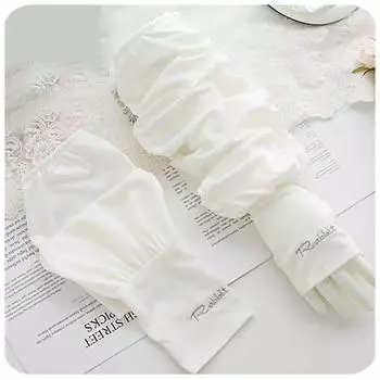 Sun Protection Ice Sleeve Women Summer UV Protection Ice Silk Loose Oversleeve Electric Car Thin Men s Arm Guard Gloves Ins Fashion 1 double rabbit ice silk sleeve [white]] One size
