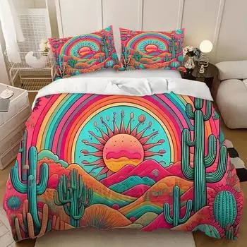 Sun Series Bedding Three-Piece Digital Printing Home Textile Quilt 135cm * 200cm (three-piece set)