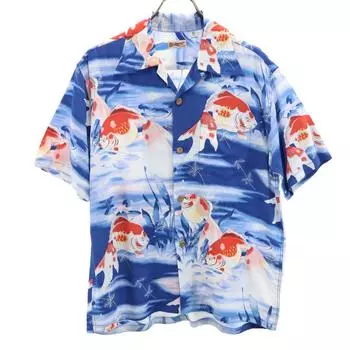 SUN SURF made in Japan goldfish pattern Short sleeve Wall crepe Aloha shirt Men s Used