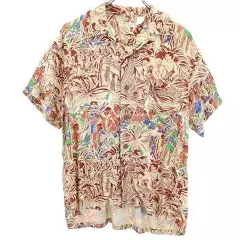 SUN SURF Рубашка Алоха с коротким рукавом Бежевая Мужская Б/У