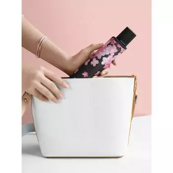 Зонт от солнца Защита от ультрафиолета Маленький черный зонт от солнца Черный резиновый зонт Защита от солнца Прозрачный зонт