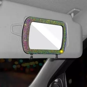 Sun Visor Car Co-pilot Make-up Mirror Cosmetic Mirror Car Hot Drill Sun Visor Make-up Mirror Lady Decorative Mirror in Car розовый