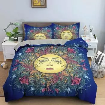 Sun With Human Face Duvet Cover Bedding Set 3D Printed Fairytale Style Quilt Cover For Bedroom Luxury Cozy Bedclothes 70x133cm 2pcs