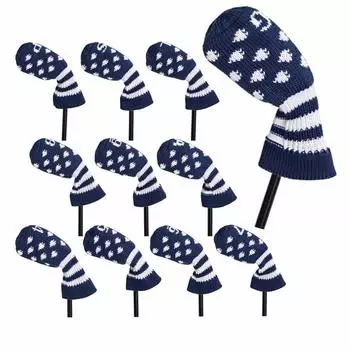 Sunbro Golf Knit Head Cover Iron Cover Golf Wedge Cover Head Cover Golf 11 Pieces Navy Cover Pieces/7 (Iron 11pcs) тёмно-синий