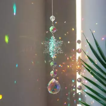 Suncatcher Ab Разноцветная снежинка Сосулька Подвеска Окно Украшение для рождественской елки