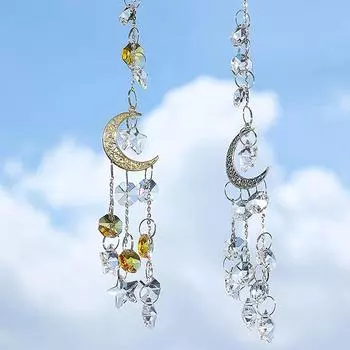 Suncatcher Crystal Rainbow Chaser Wind Chimes Moon Sun Catcher Glass Prism Outdoor Window Decor Home Garden Car Hanging Cuisine