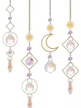 Suncatcher Crystal Wind Chimes Light Catcher Rainbow Prism Maker Chakra Crystal Hanging Pendant Window Home Garden Decoration